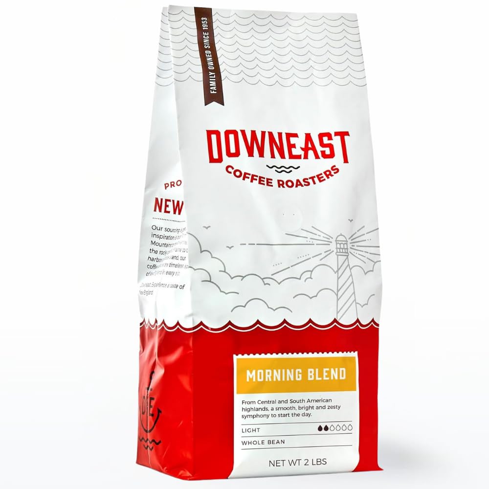 Downeast Coffee Roasters Whole Bean Coffee - Morning Breakfast Blend, Light Roast, 100% Arabica Coffee - Smooth, Bright and Balanced - Select Central and South American Highlands (2lb Bag)
