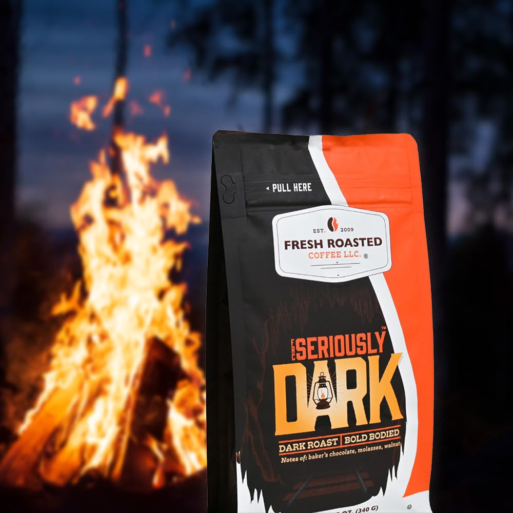 Fresh Roasted Coffee, Seriously Dark Artisan Blend, 12 oz, Dark Roast, Kosher, Ground