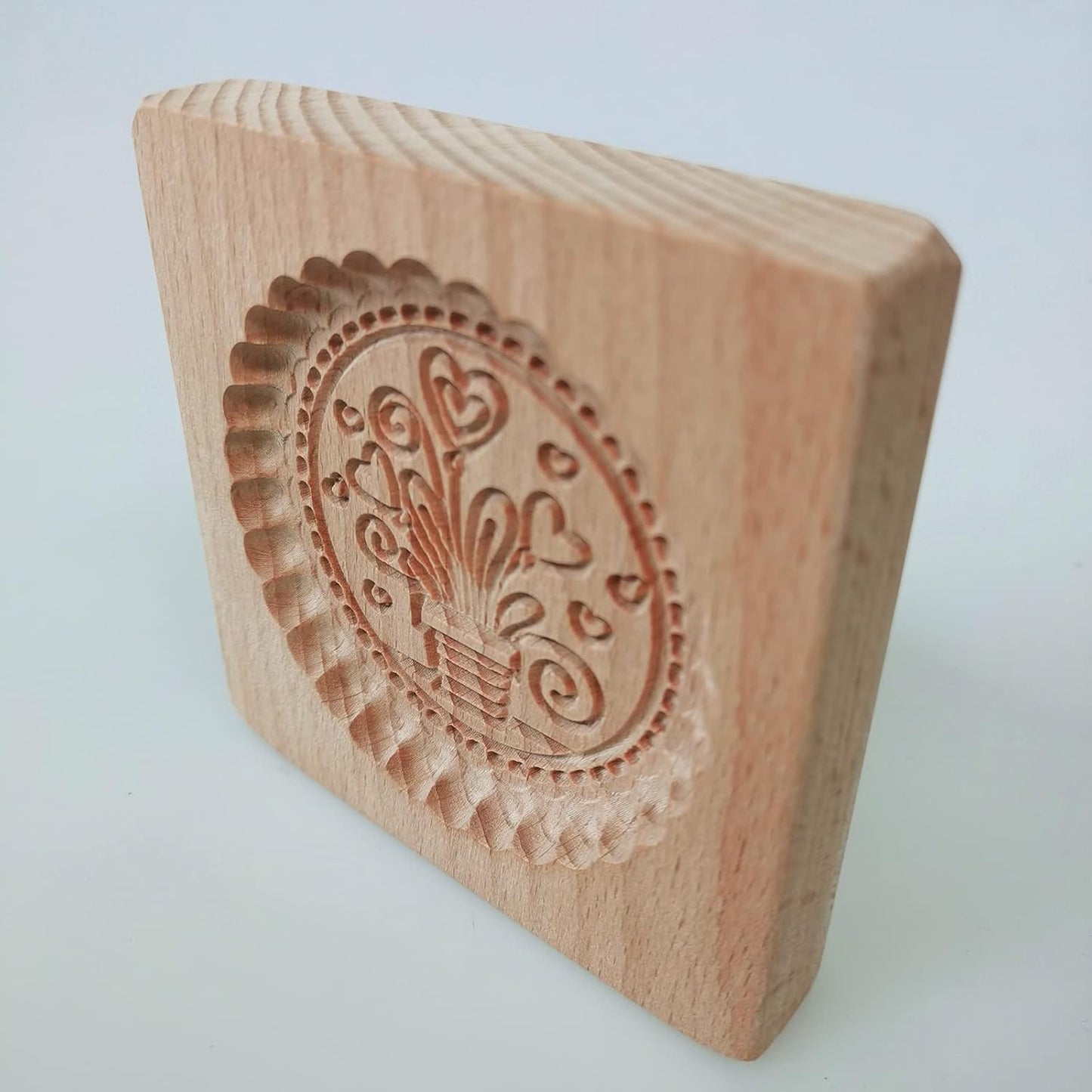 Wooden Cookie Biscuit Mold, 3D Baking Mold, Embossing Craft Decorating Baking Tool, Suitable for Halloween Thanksgiving Christmas Kitchen DIY (Flowerpot 10 * 10 * 2)