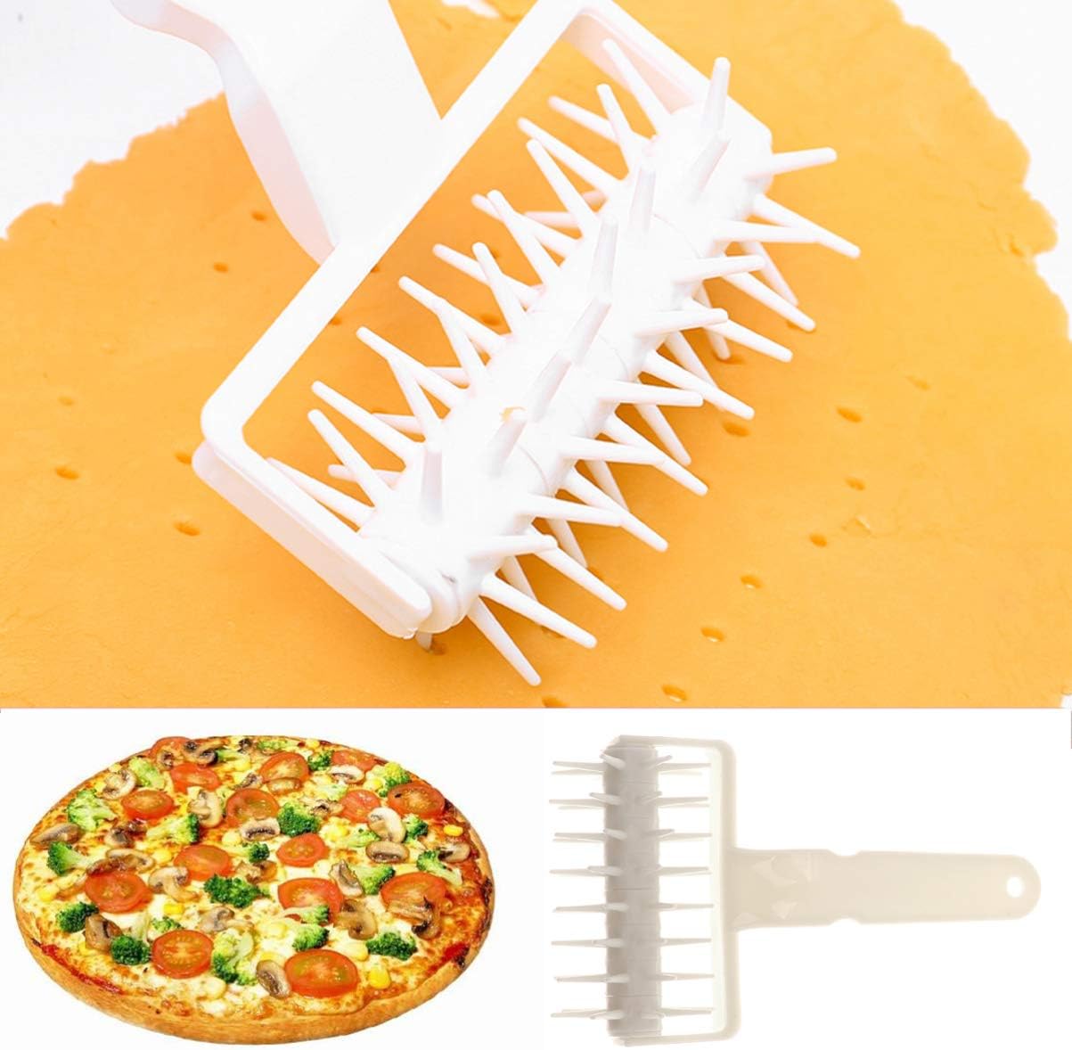 DOITOOL Punch Tool Pizza Dough Roller Docker Helps Cook Thin Crust Pizza Uniformly and Prevents Dough From Blistering Challah Bread Plastic Drum