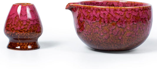 Japanese ceramic matcha bowl. 20 ounce ceramic bowl. Matcha tea bowl. A gift for matcha enthusiasts (red)