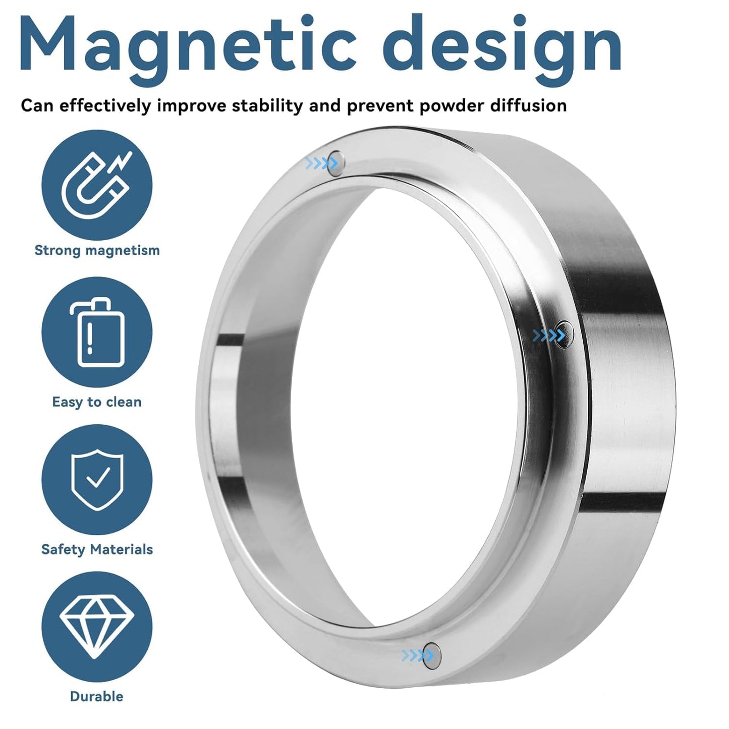 51mm Dosing Funnel, Zinc Alloy Coffee Dosing Funnel Ring,Magnetic Espresso for Coffee Machine,Silver