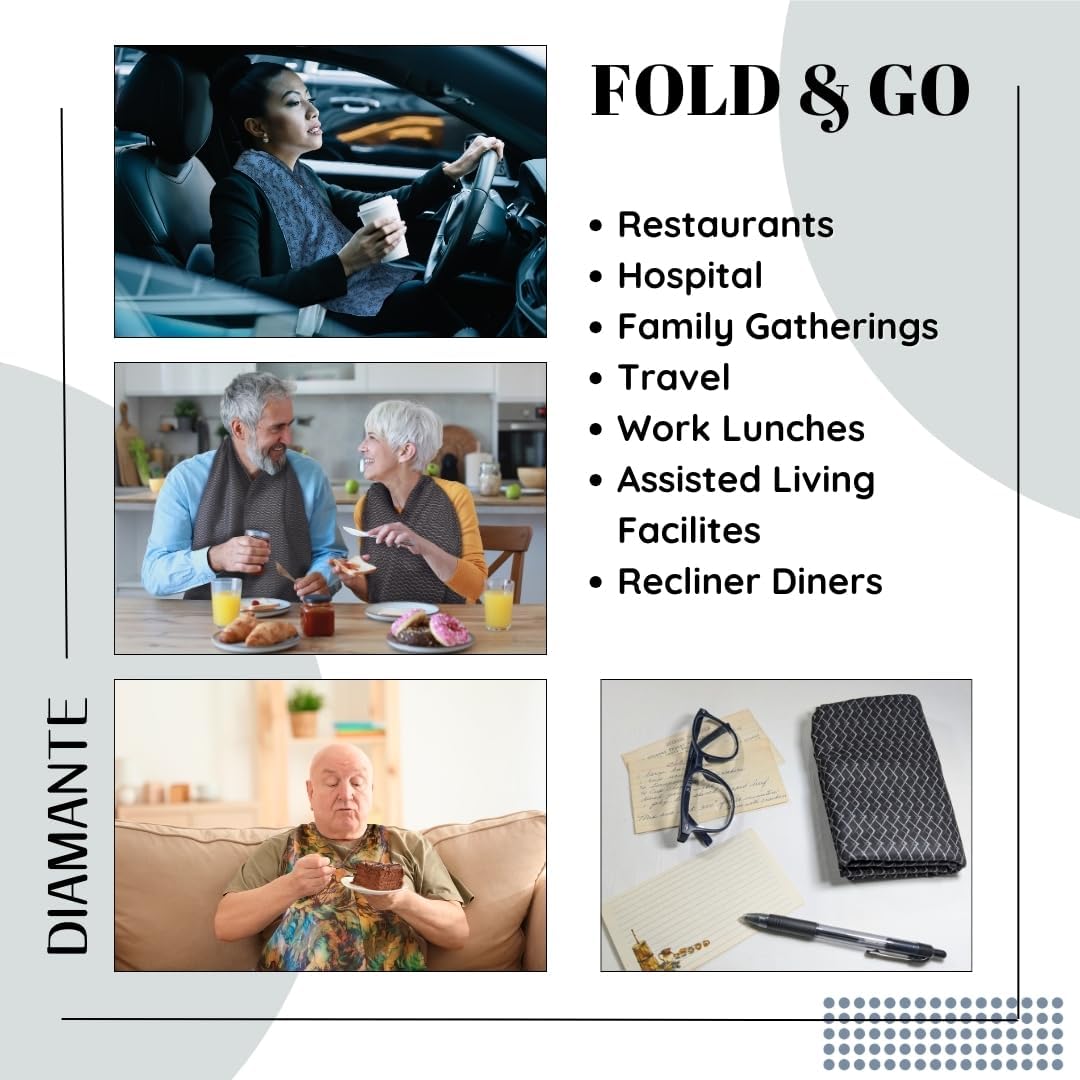 Adult Bib Scarf - Dignified Alternative to Bibs | Washable and Reusable Clothing Protectors for Eating