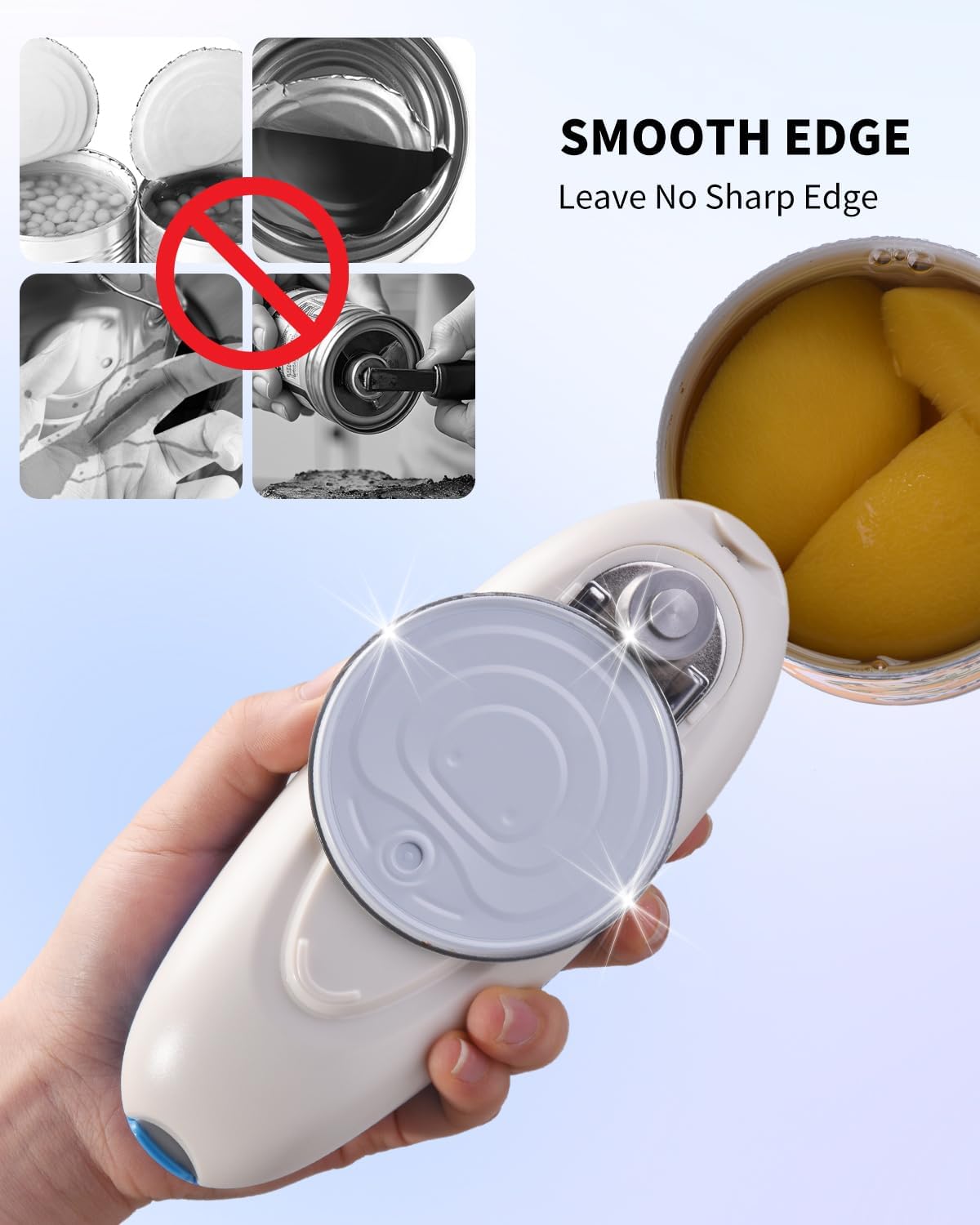 CIRCLE JOY Electric Can Opener, One-Touch Automatic Can Opening with Smooth Edges, Food Safety Handheld Battery-Operated Can Opener for Kitchen and Seniors, Blue