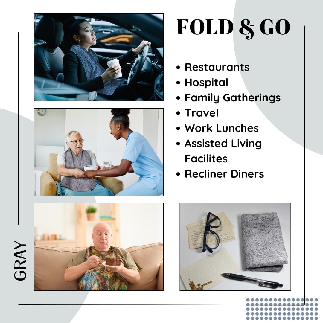 Adult Bib Scarf - Dignified Alternative to Bibs | Washable and Reusable Clothing Protectors for Eating