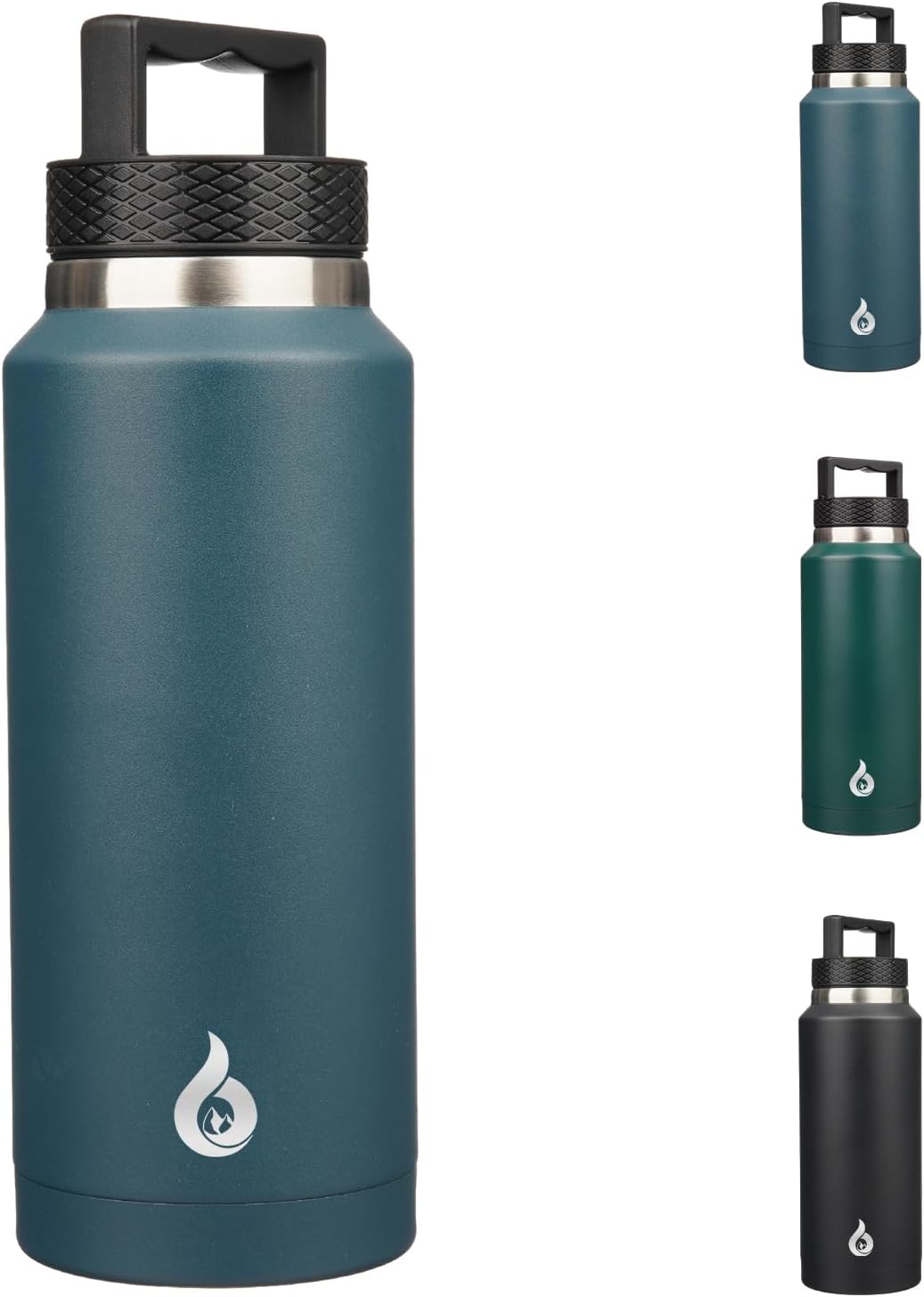 BJPKPK Insulated Water Bottles, Dishwasher Safe 36 oz Water Bottle with Handle, Leakproof BPA Free Water Jug, Stainless Steel Thermos for Sports, Navy Blue