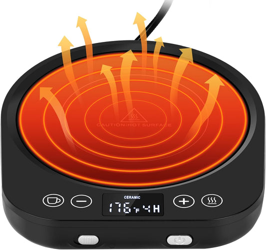 PUSEE Candle Mug Warmer Electric, Auto On/Off Gravity-Induction Coffee Warmer with 9 Temp Settings, 1-9 Timer Candle Melter, Beverage Warmer for Home & Office