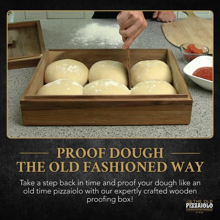 Wooden Pizza Dough Proofing Box w/Lid – 16” x 12” – Made From Natural Acacia Wood – 2-Pack