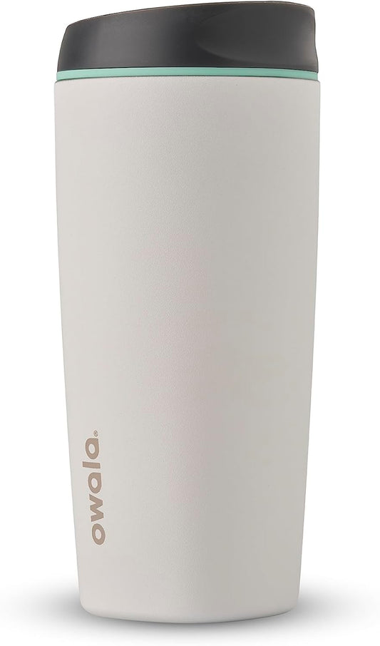 Owala SmoothSip Insulated Stainless Steel Coffee Tumbler, Reusable Iced Coffee Cup, Hot Coffee Travel Mug, BPA Free 20 oz, Gray (Cloudscape)