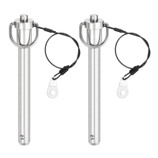 uxcell 2 Pcs Quick Release Pin, 1/2" x 4" (Dia. x L) Push-Button Ball Locking Pin, 304 Stainless Steel, Silver