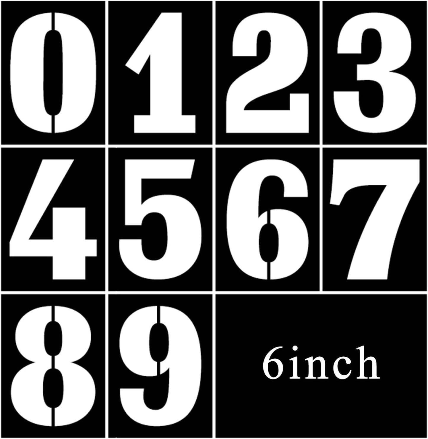 6 Inch Number Stencils Set, 0-9 Plastic Address Number Stencils Reusable Cake Digital Templates for Painting on Wall,Wood,Rock,Mailbox and DIY Art Projects