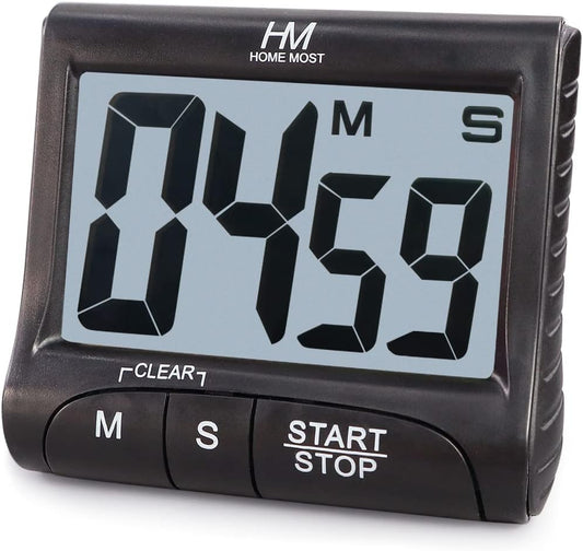 3" Large Display Kitchen Timer - Digital Timer Magnetic Back Loud Alarm On A Rope- Black Cooking Timers For Kitchen Teachers Students Games Kids Meetings -Sports Timers For Workouts Exercise