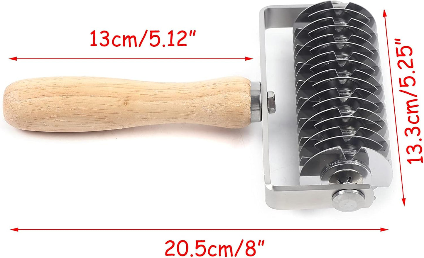 Lattice Roller Cutter Stainless Steel Lattice Pastry Cutter with Wood Handle, Dough Lattice Roller, Tool Kitchen Roller Cutter for Making Biscuits, Bread, Pizza, Cookie, and Pastry