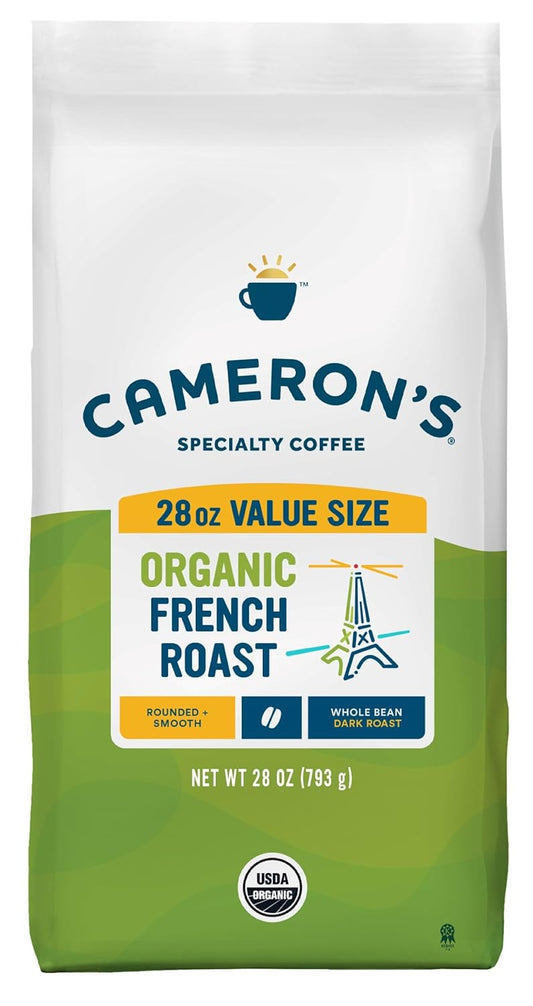 Cameron's Coffee Roasted Whole Bean Coffee, Organic French Roast, 28 Ounce