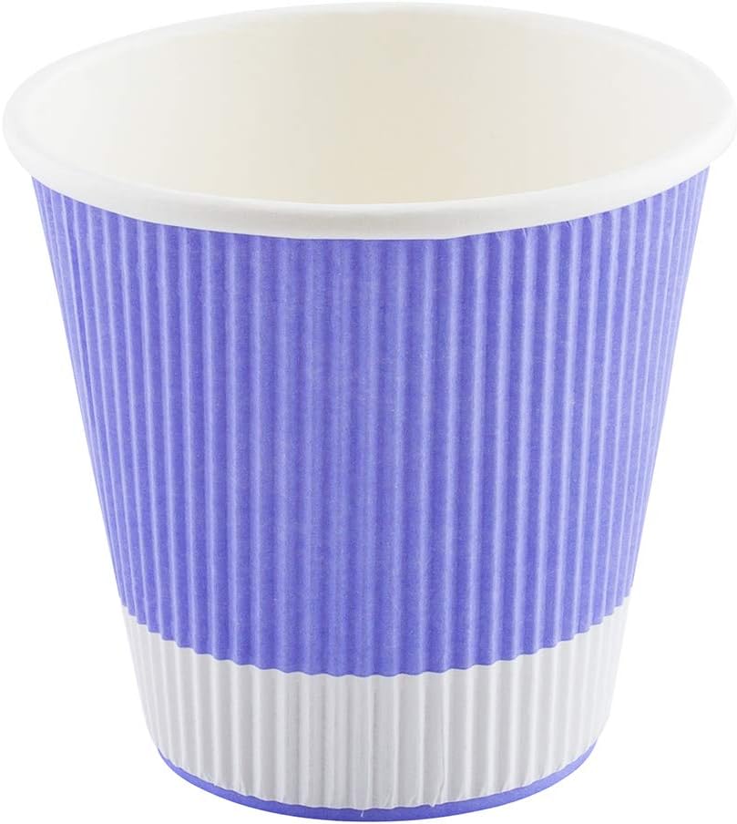 Restaurantware 8 Ounce Double Wall Disposable Coffee Cups, 500 Insulated Light Purple Paper Tumblers with Ripple Wall Design, Lids Sold Separately for Hot Drinks like Tea, Hot Chocolate and More
