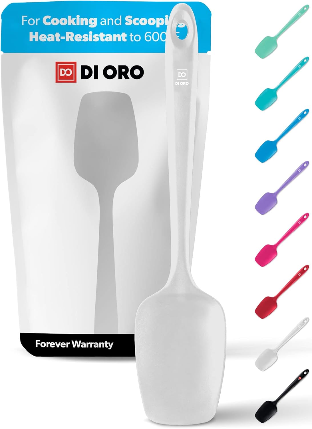 DI ORO Silicone Spoon Spatula - Forever Warranty - 600°F Heat-Resistant Large Silicone Spoonula Scraper - BPA Free Nonstick Cookware Safe Rubber Kitchen Utensil for Baking, Cooking, & Mixing (Stone)