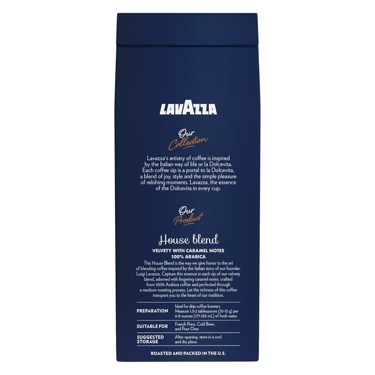 Lavazza House Blend Perfetto Ground Coffee 12oz Bag, Medium Roast, Full-bodied, Intensity 3/5, 100% Arabica, Ideal for Drip Brewers, (Pack of 1) - Package May Vary