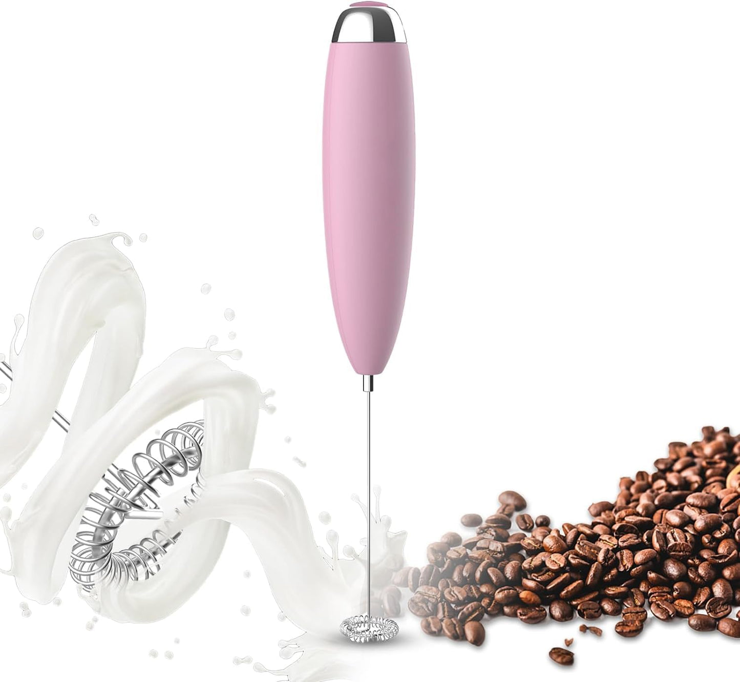 Frother Handheld for Coffee, Milk Frother Upgraded Matcha Whisk Drink Mixer Electric Mini Whisk Hand Mini Foamer Coffee Mixer for Lattes Cappuccino Frappe Matcha Hot Chocolate, Pink