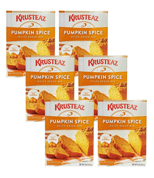 Krusteaz Baking Mix, Pumpkin Spice Quick Bread Mix, Made with Real Pumpkin & No Artificial Flavors, 15 Ounce Box (Pack of 6)