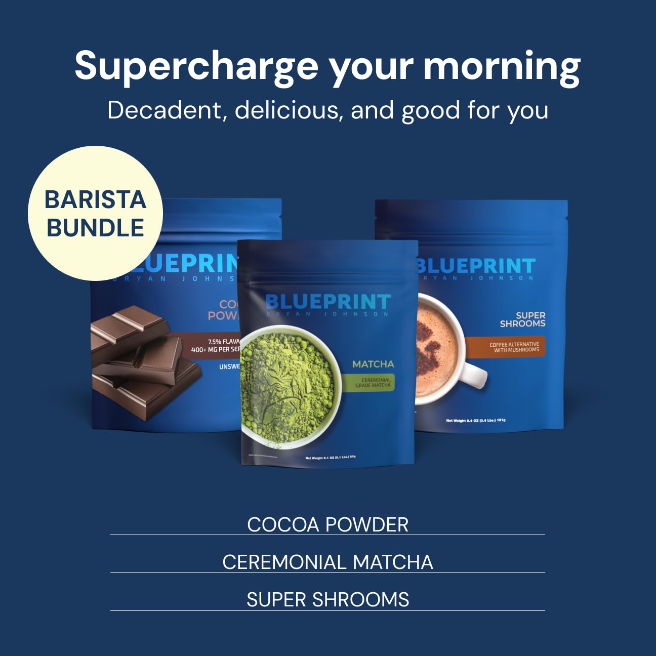 Blueprint by Bryan Johnson Super Shroom Coffee – Mushroom Coffee with Lion’s Mane, Reishi & GABA – 70mg Caffeine – Focus & Energy Coffee – Adaptogenic Coffee Alternative – 30 Servings