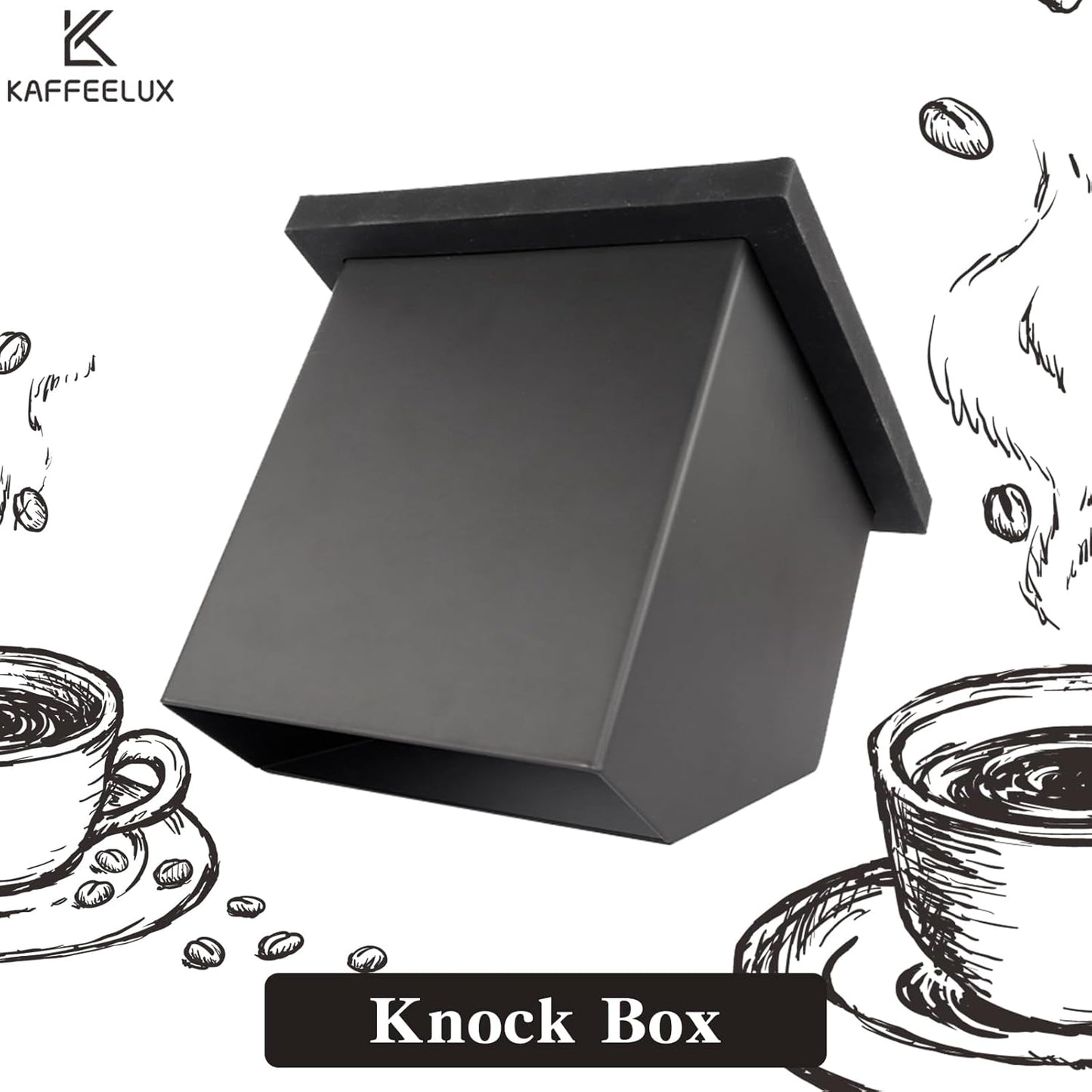 Stainless Steel Espresso Coffee Ground Knock Box Chute, Built-in Desktop Waste Bucket, Bottomless Knocking Residue Box