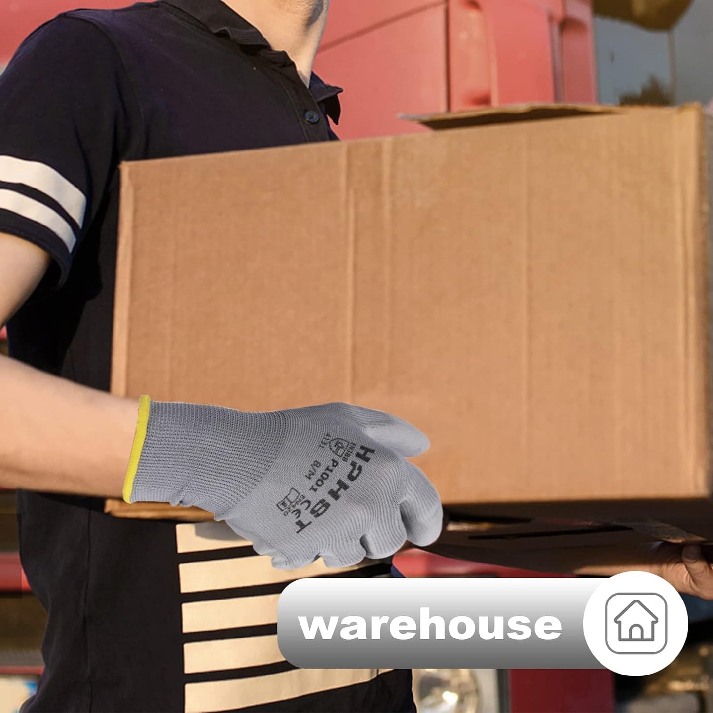 PU Coated Safety Work Gloves, 12 Pairs Work Gloves Mechanic Working Seamless Knit Glove with Polyurethane Coated Smooth