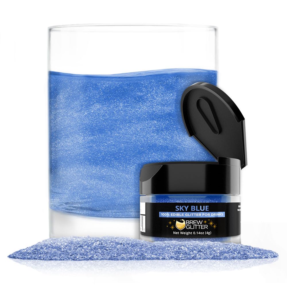 Brew Glitter Sky Blue Edible Drink Glitter 1x 4g Jar for Cocktails, Beer, & Beverages
