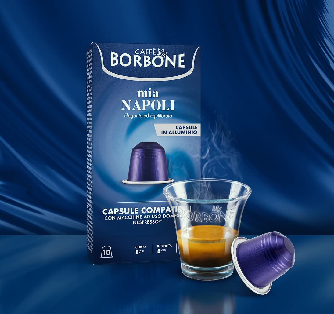 Caffe Borbone Aluminum Coffee Pods, Mia Napoli, Medium Roast, Bold and Intense, Genuine Italian Coffee - Compatible with Nespresso Original, NOT compatible with Vertuo - 100 Count
