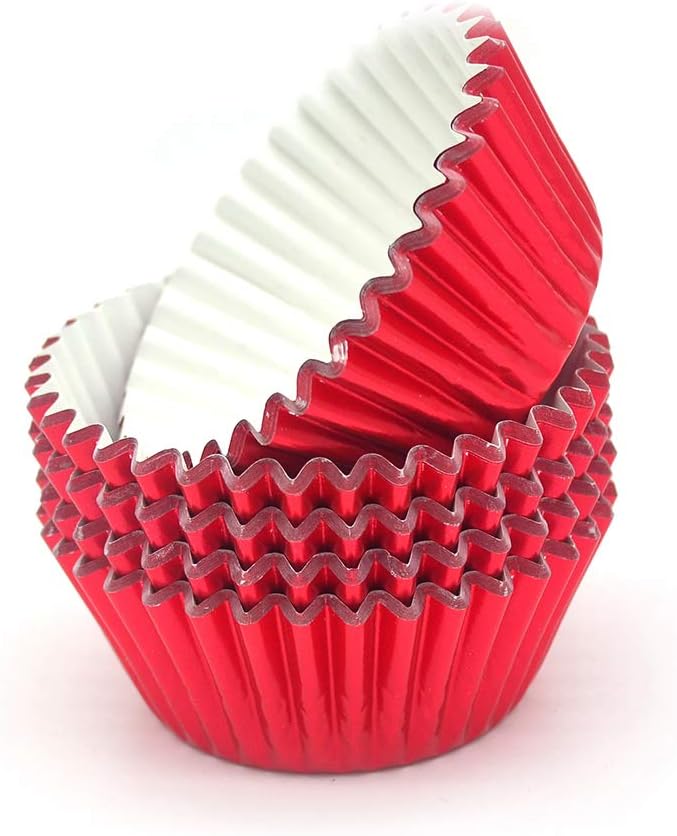 Standard Red Foil Cupcake Liners Muffin Baking Cups for Party and More, 100-Count