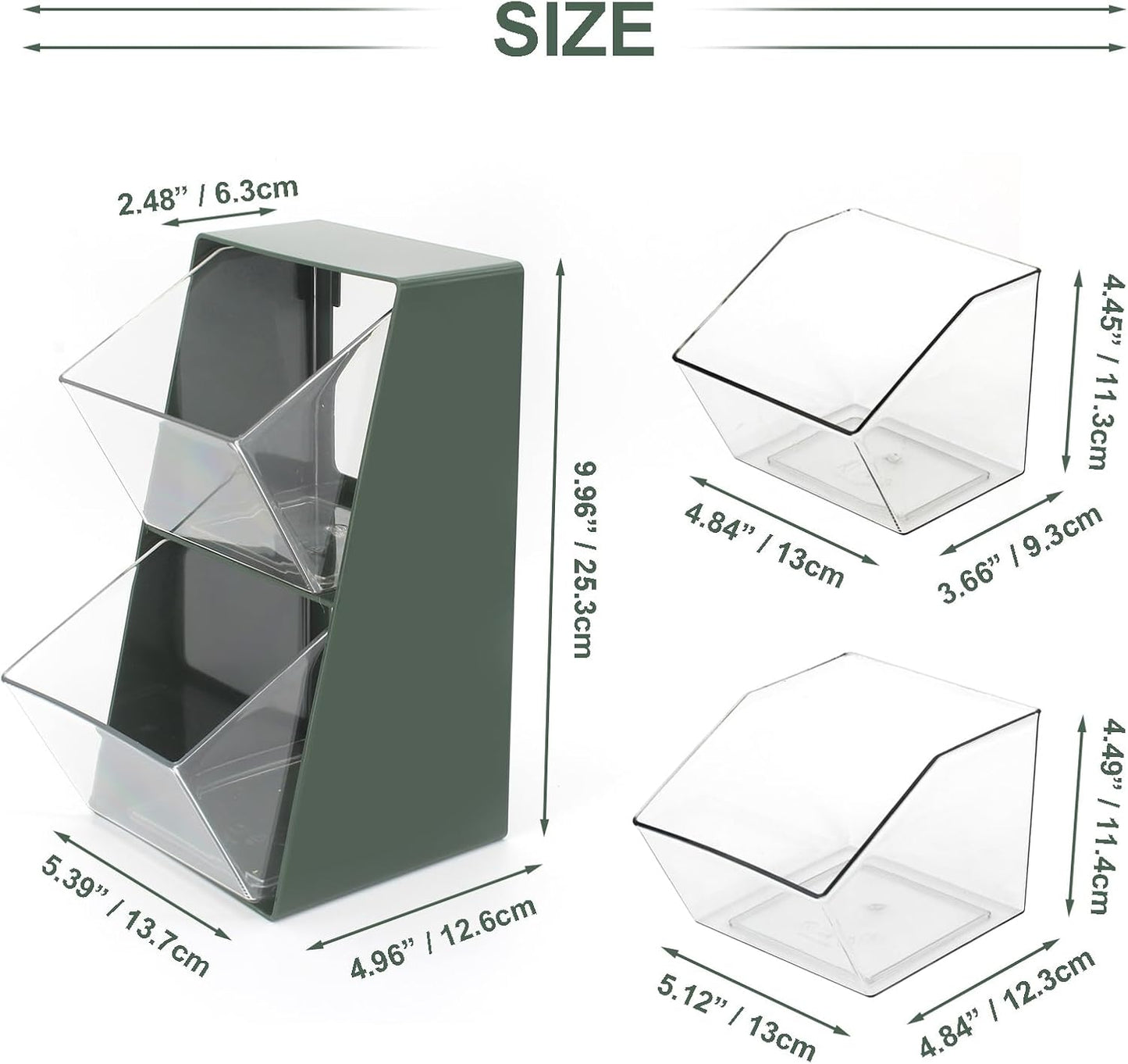 Bokelai Coffee Pod Storage with 2 Large Capacity Basket K Cup Holder Countertop Organizer for Creamer Keuring Espresso Capsule Plastic Tea Bag Organizer Green/Clear