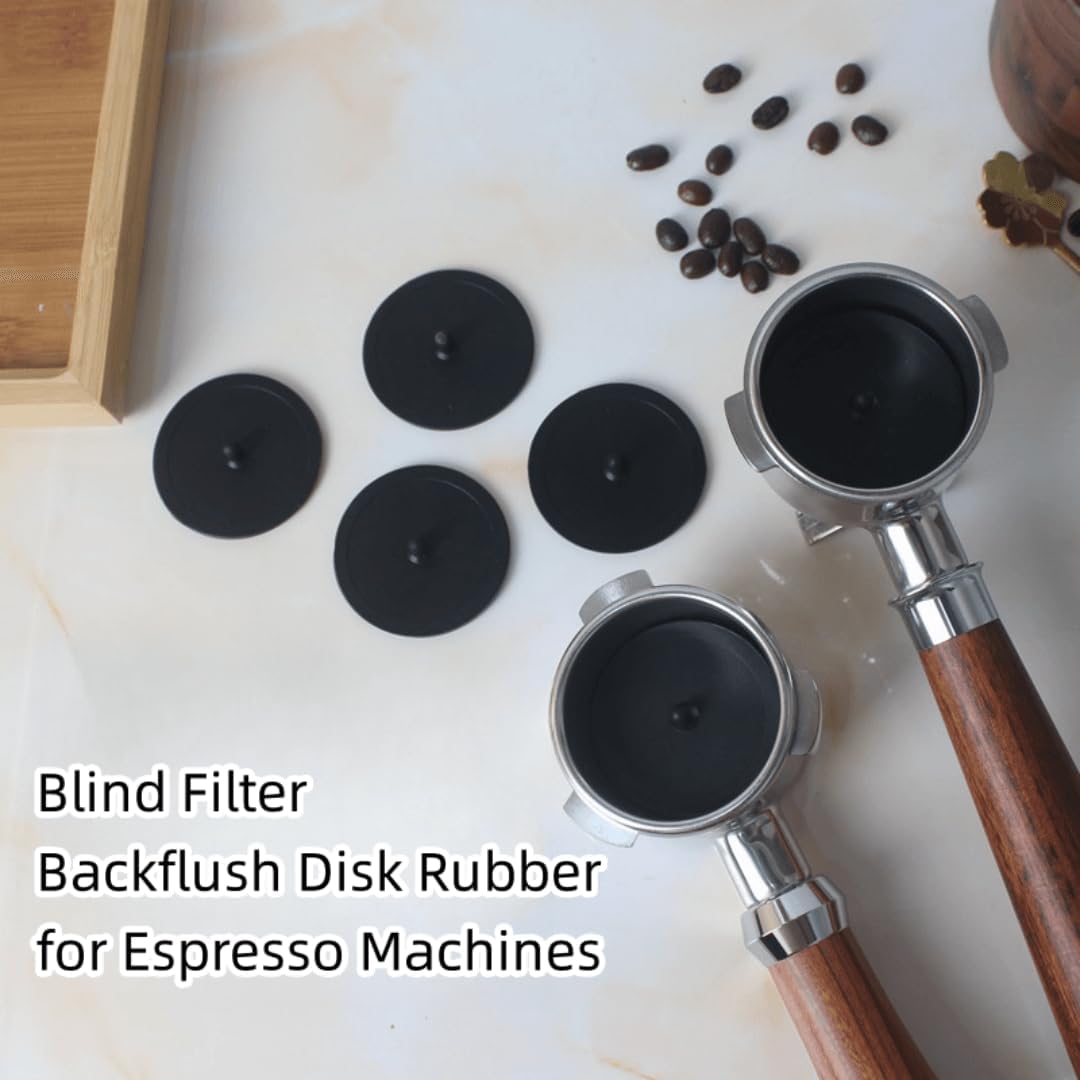 Blind Filter, Coffee Pad Backflush Disk Rubber Backflush Filter Espresso Machine Rubber Backflush Disk Coffee Machine Parts for Espresso Machines Coffee Machines, Black