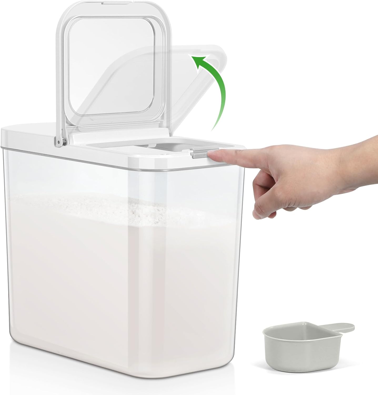 Rice Flour Storage Container - 12.7 Qt | 25 Lbs Crystal-Clear Plastic Food Storage Container Bin with Pop-up Lid for Grains Beans, Dry Food Holder for Kitchen Pantry Organization and Storage