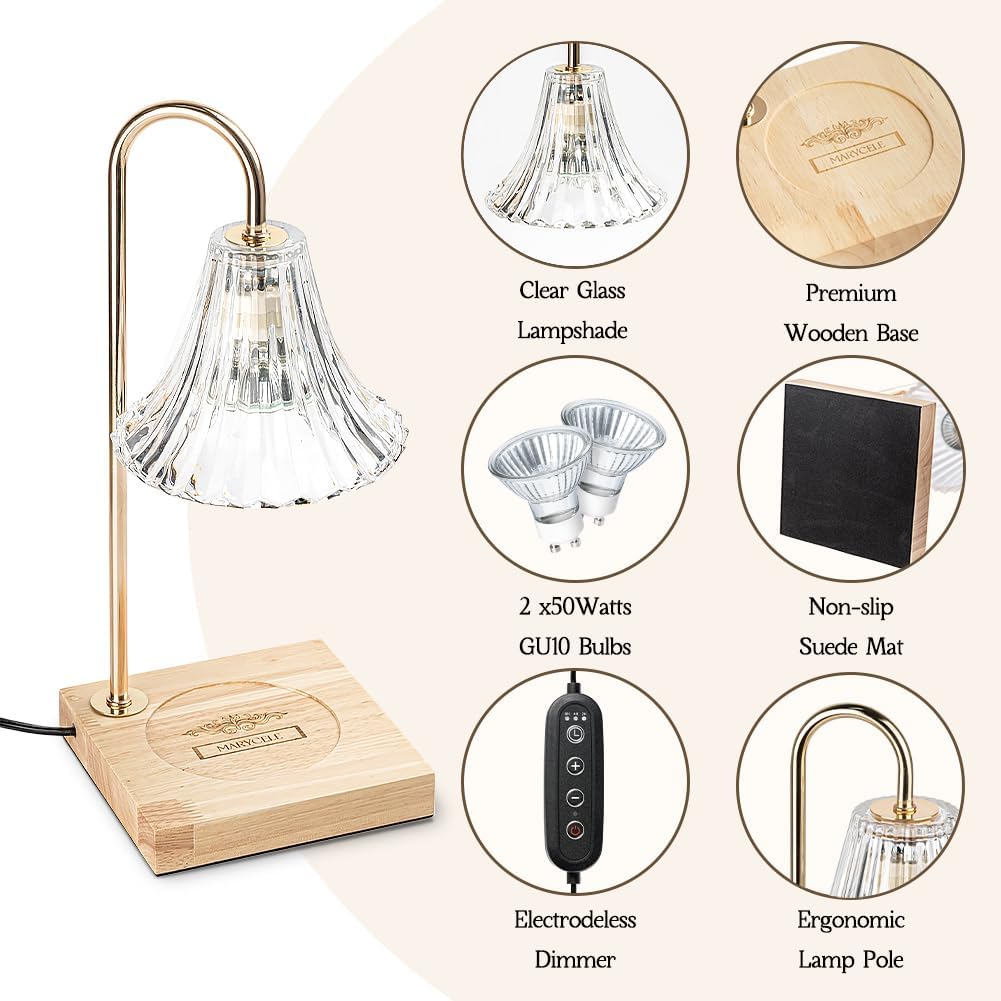 Candle Warmer Lamp with Timer, Candle Wax Warmer Flower Lamp Dimmable, Birthday Day Gifts for Mom Women, Home Fragrance Accessories for Dorm Room Decor