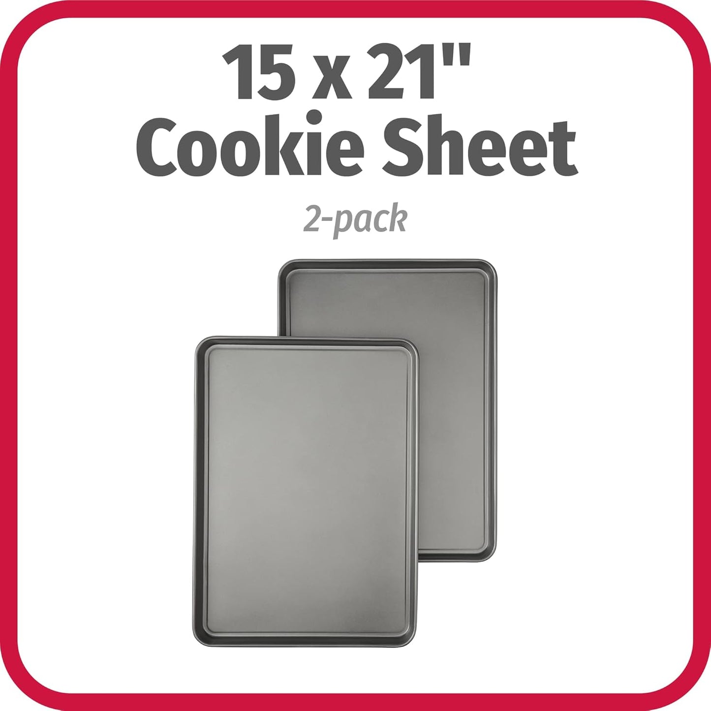 GoodCook Everday Nonstick Carbon Steel 15” x 21” Baking Sheet Set, 2 Pack – Extra-Large Carbon Steel Cooking Pans, Bakeware Set, Cookie Sheets for Baking, Oven Pan Set