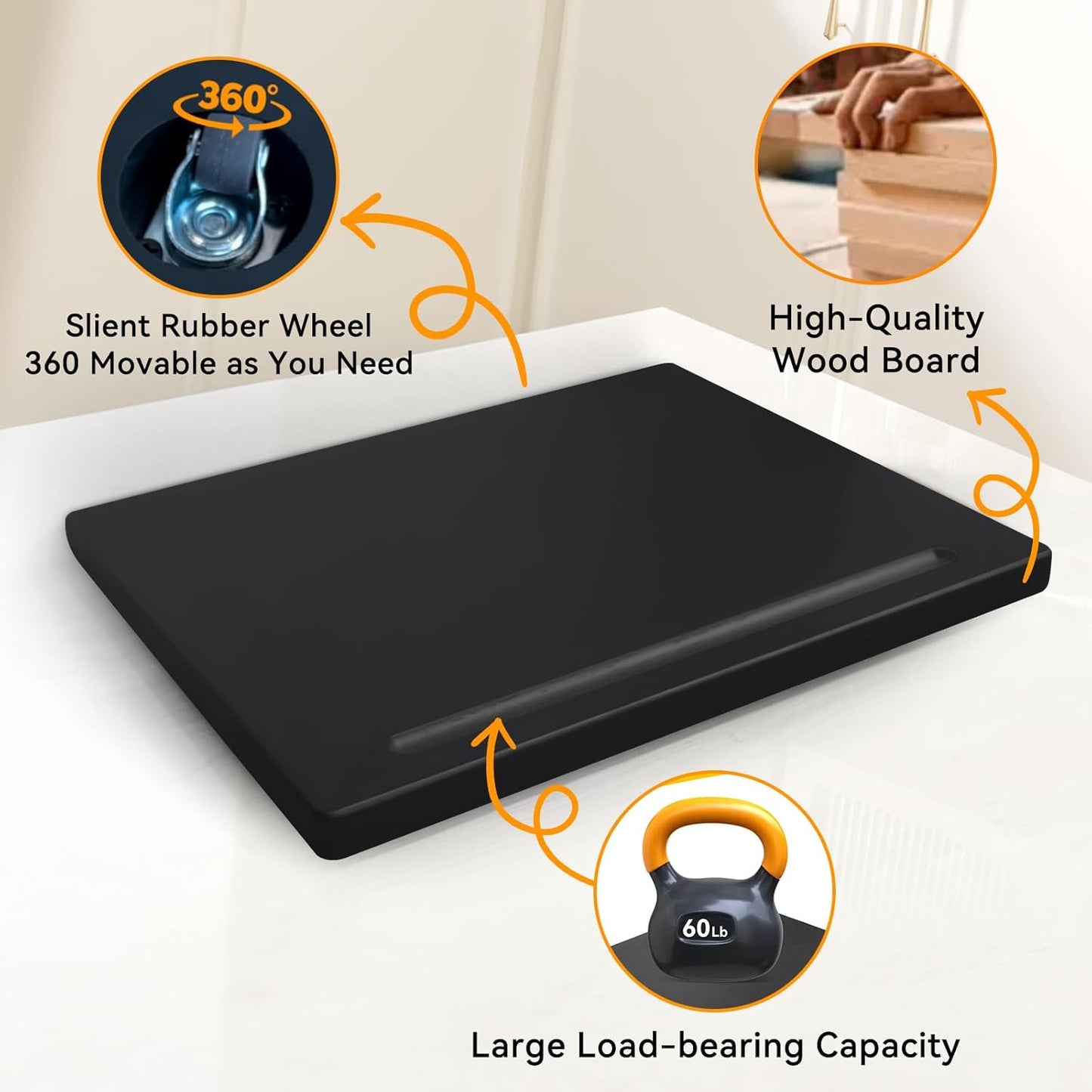 Wood Appliance Sliders with 360' Wheels, Sliding Tray for Coffee Maker & Heavy Kitchen Appliances,Countertop Appliance slider for Kitchen Appliance, Premium Wood Rolling Tray,No Assemble (Wide-Medium)