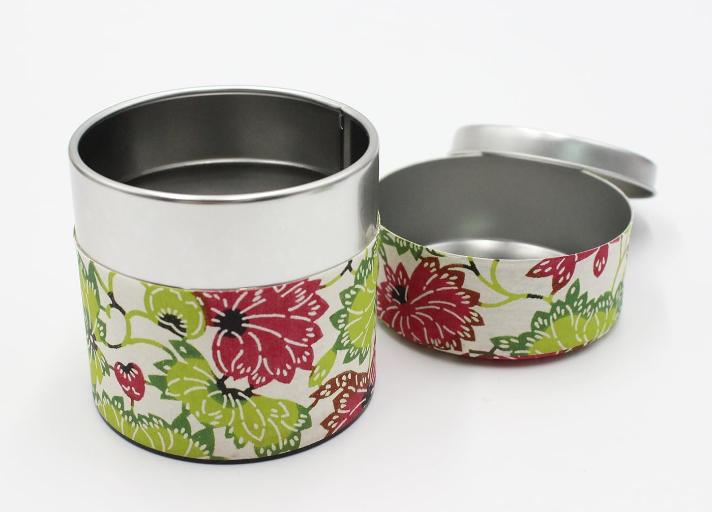 Japanese Pokkan Coffee Spice Tea Tin Canister Washi Paper Storage with Lid 7.05 oz Capacity (Natsuhana, S)