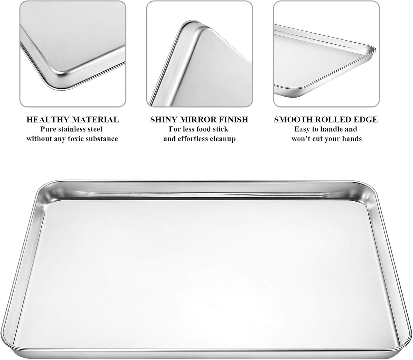 Baking Sheet with Cooling Rack Set [2 Sheets + 2 Racks], Deedro Stainless Steel Cookie Half Sheets Baking Pan Oven Tray with Rack, 17.3 x 12.3 x 1 Inch, Heavy Duty, Non-toxic, Dishwasher Safe