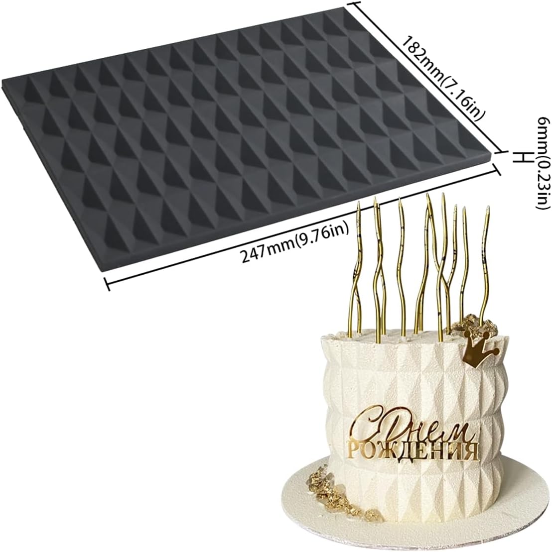 mostsom Silicone Lace Cake Mold Cube Pattern Fondant Impression Mat for Baking, Candy, Chocolate, Buttercream Decorating - Reusable Non-Stick Flexible Cake Decor Tool (A_ Cube Pattern)