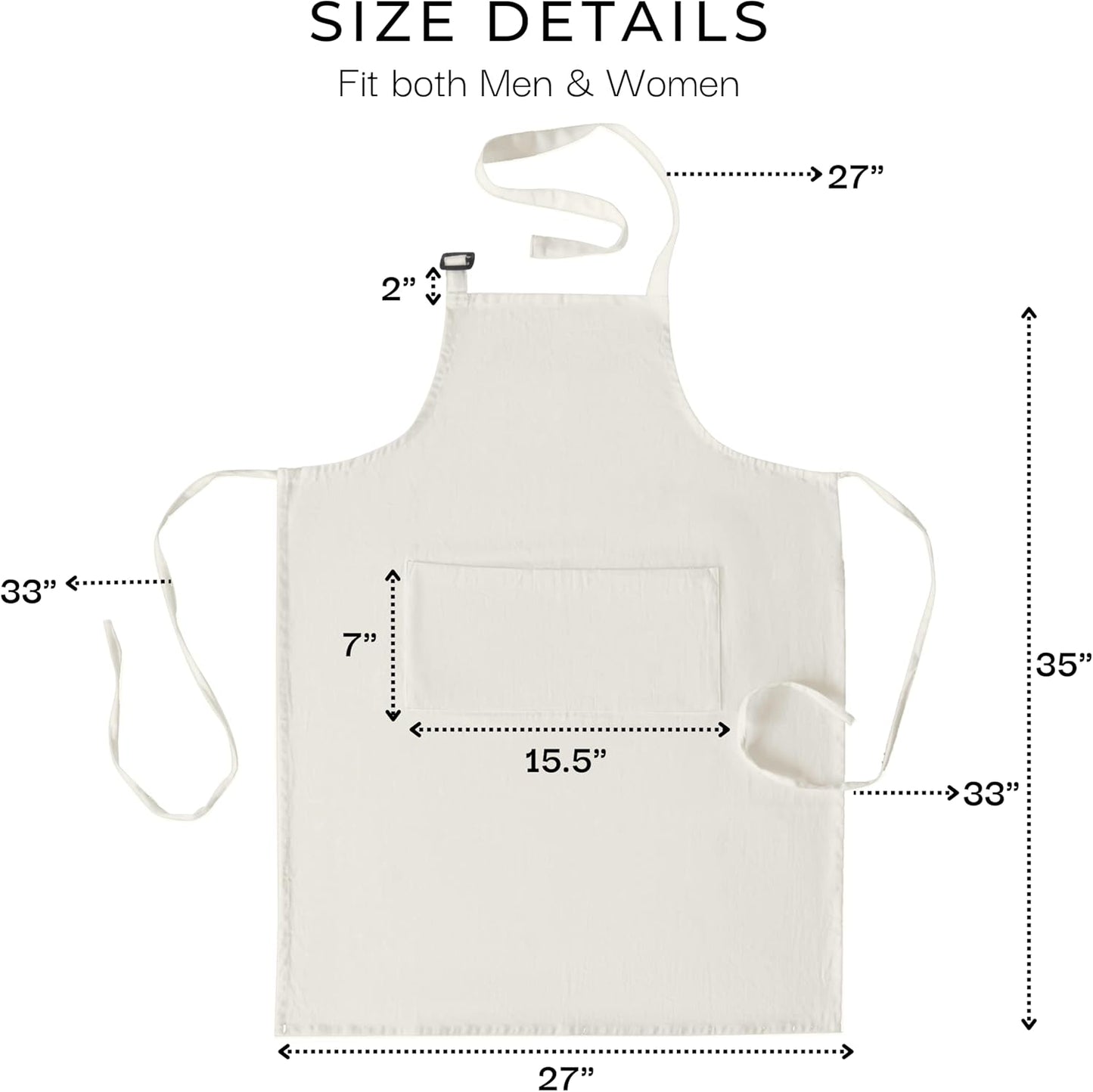 RAJRANG 100% Cotton Cooking Apron with 3 Pockets Kitchen Chef BBQ Adjustable Bib Aprons for Women Men