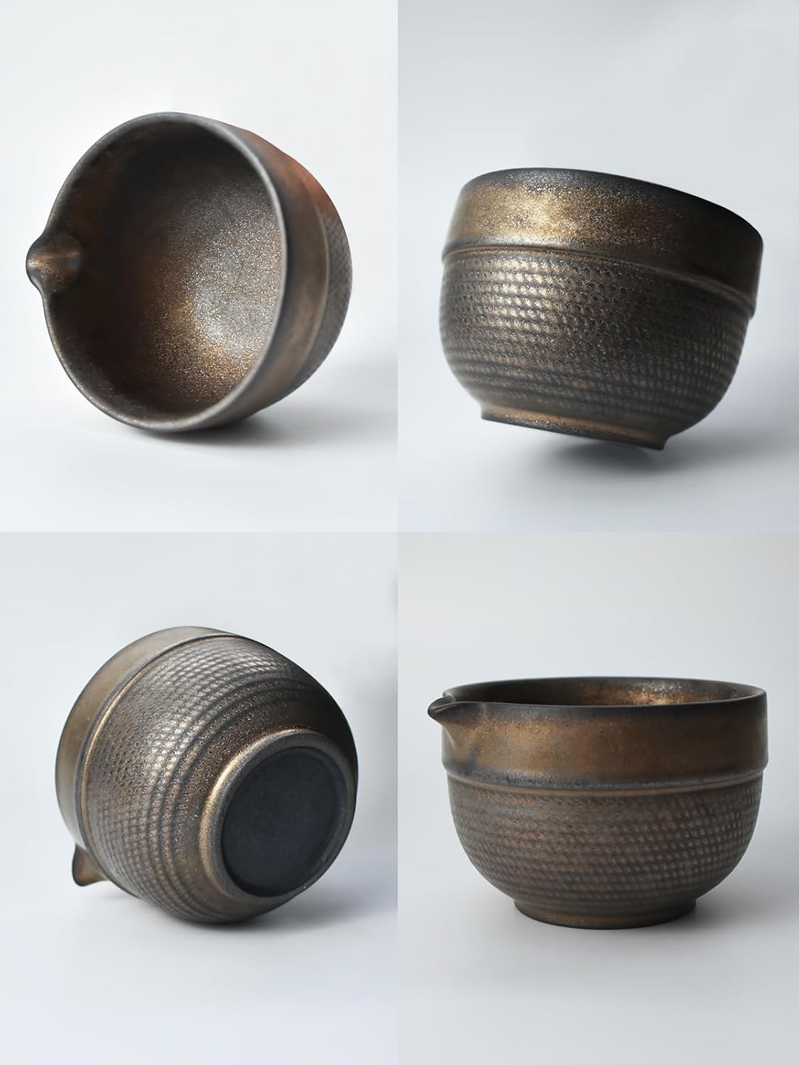 Artcome Luxury Matcha Tea Set – 4-Piece Japanese Matcha Kit with Black Rustic Glazed Bowl & Spout, Bamboo Whisk, Holder, Scoop & Manual – Handcrafted Ceramic Tea Ceremony Set