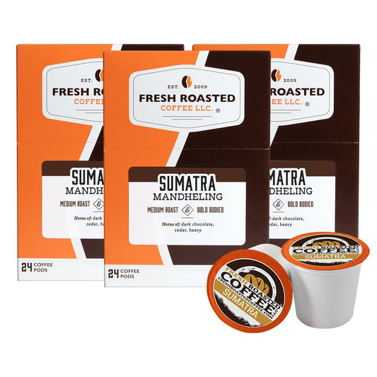 Fresh Roasted Coffee, Sumatra Mandheling |100% Single Origin | Medium Roast, 72 Pods for K Cup Brewers