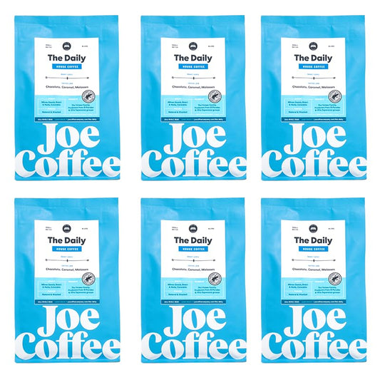 Joe Coffee Company - The Daily Whole Bean Specialty Coffee, 12 oz Bag (Pack of 6) | NYC Roaster, Rainforest Alliance Certified, Kosher, Climate-Friendly