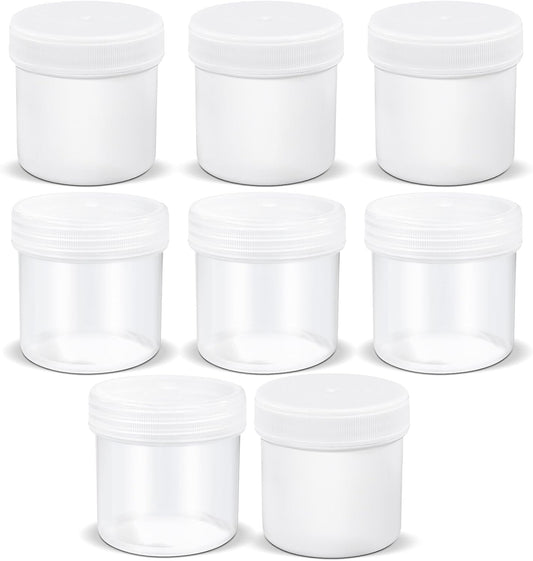 TSA Approved Wide Mouth Travel Size Containers, PP Clear & White Leak Proof Travel Plastic Jars with Lids for Creams Lotion Cosmetic, Jewelry Beads, Sample, Small Items Storage (3.4 oz, 8 Pcs)