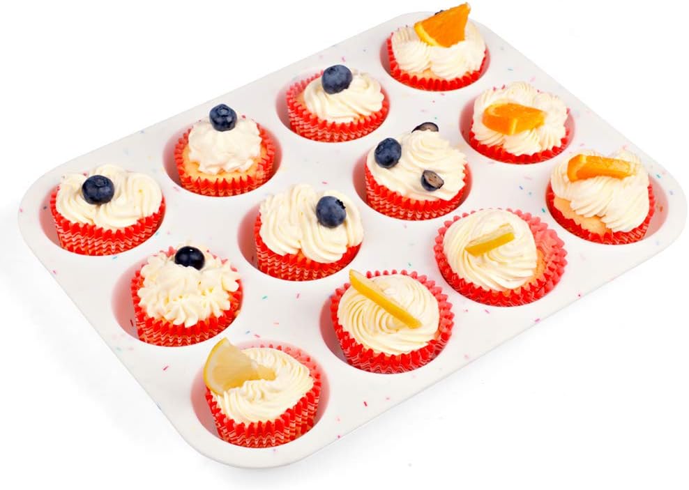 Silicone Muffin Pan Regular 12 Cups Muffin Tin Cupcake Pans for Baking Non-stick Muffin Tray Mold Easy Release,Durable,BPA Free