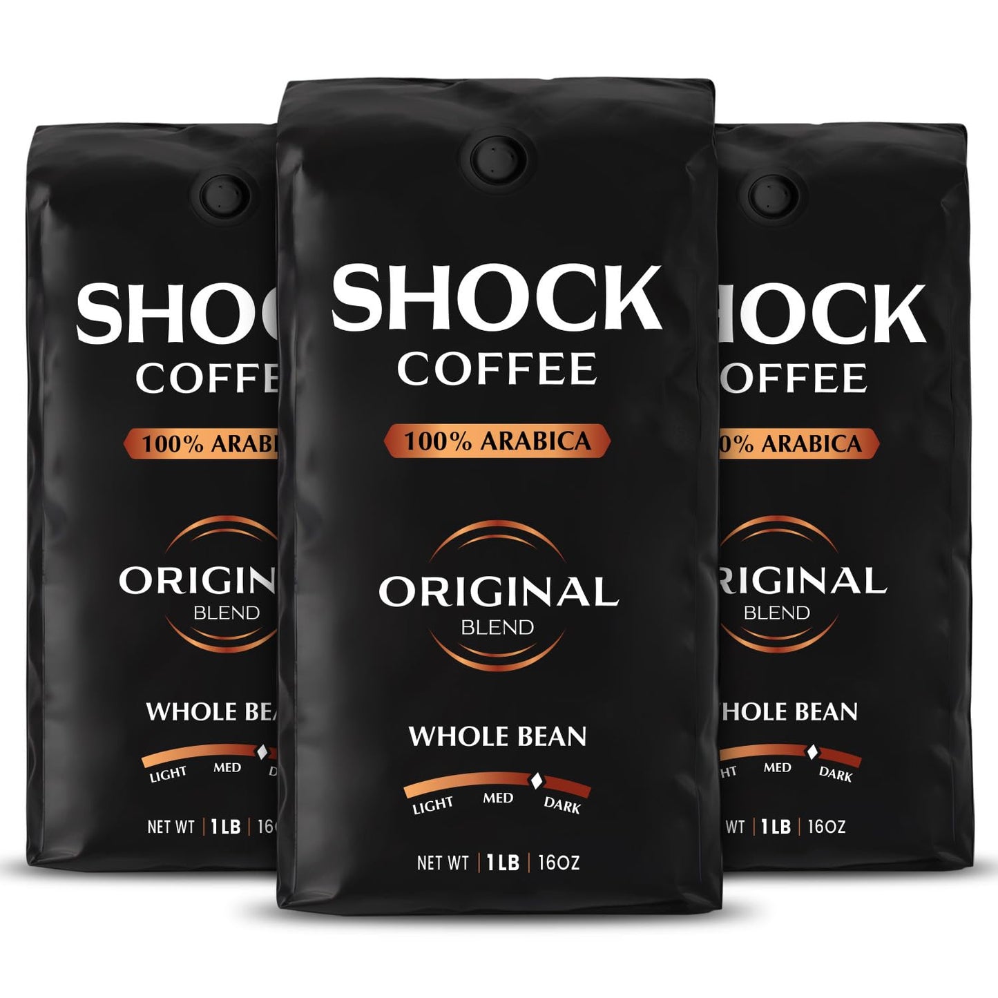 Shock Coffee Whole Bean, The Strongest Caffeinated All-Natural Coffee, Up to 50% more Caffeine. 3 LB