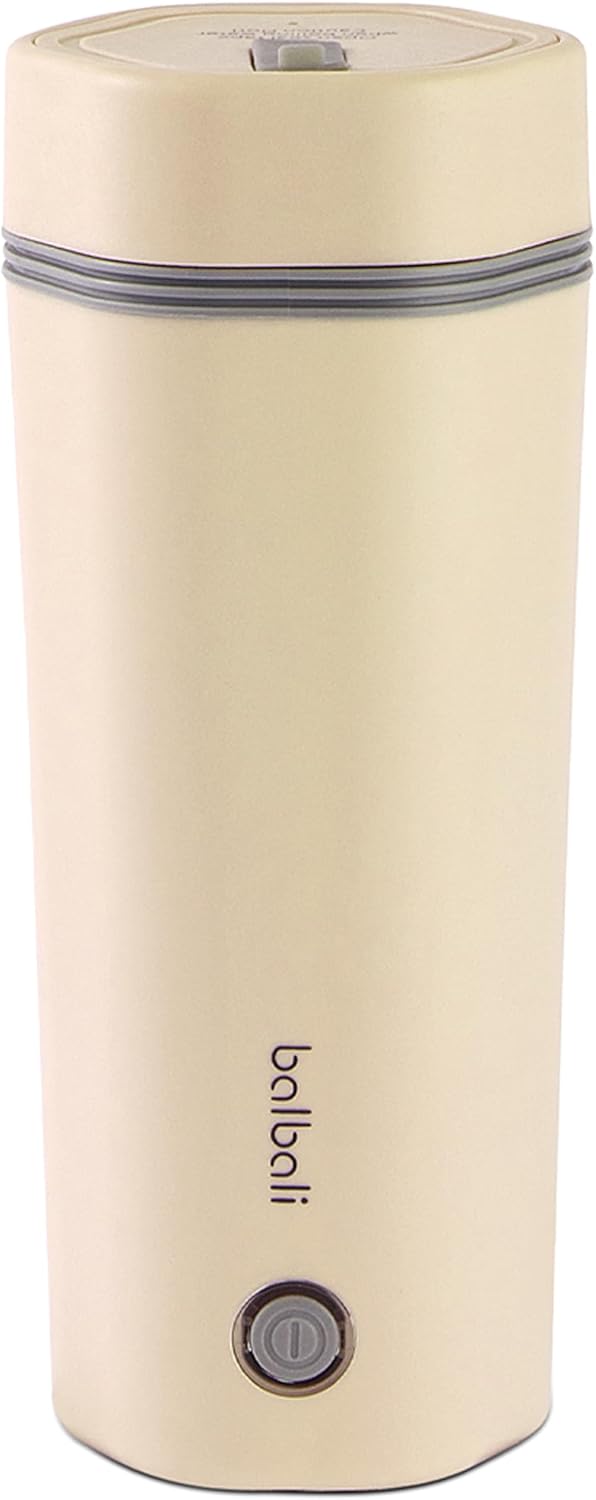 balbali Travel Kettle - 12oz Portable Electric Kettle for Boiling Water - Self Heating Cup/Thermos - Single Size Personal Tea Maker -Hot Water Boiler/Heater/Warmer - Yellow