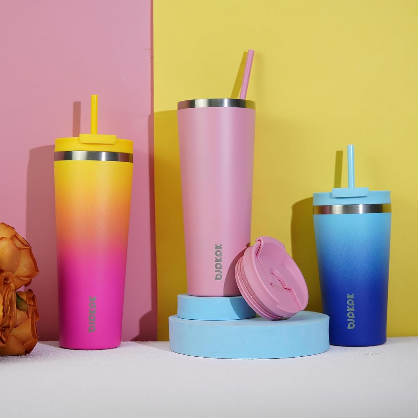 BJPKPK 30oz Tumbler With lid And Straw Stainless Steel Travel Coffee Mug Insulated Tumblers Cups,Laguna