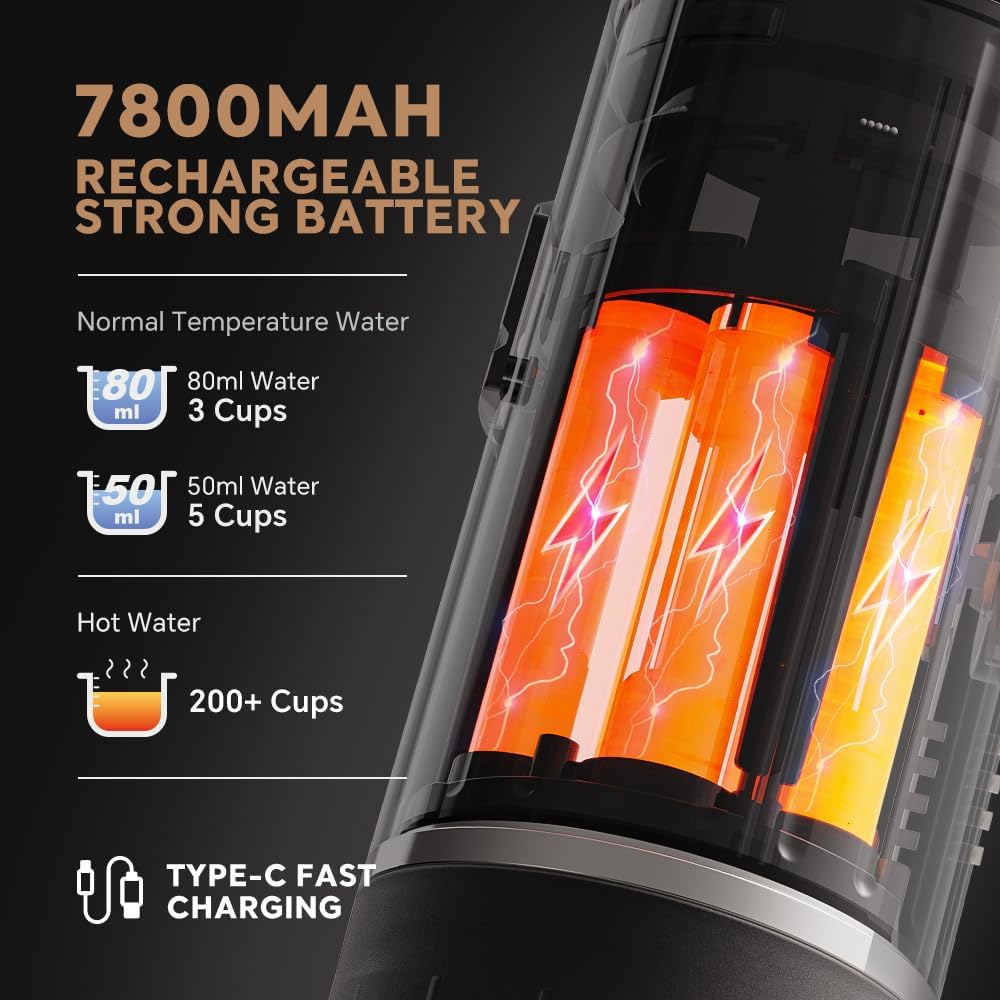 BENFUCHEN Portable Electric Espresso Machine, Travel Coffee Maker for Camping, On the Go Car Coffee Maker Self-Heating with USB-C, With Ground Coffee & N Espresso Capsule for RV/Hiking/Office, White