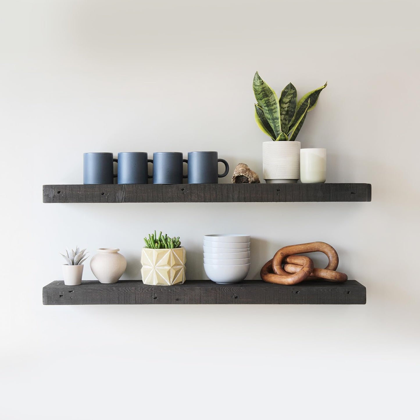 Urban Legacy Reclaimed Barnwood Planks | Floating Shelves for Wall w/Flush Mount Shelf Bracket Set Included | Set of 2 (Coffee Bean, 48" x 7" x 2"
