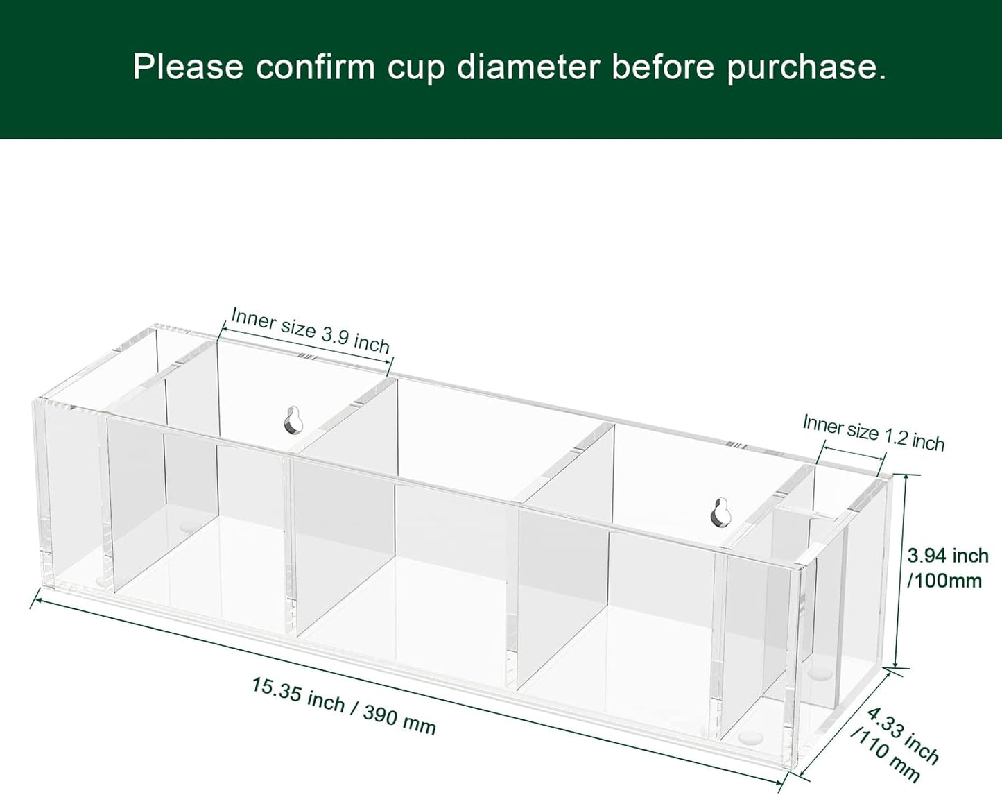 Triple Cup Holder With Marker Slot, Party Dispenser Acrylic Organizer, Mark Your Drink Caddy, Modern Bar Counter Decor, Clear
